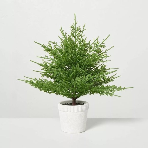Hearth & Hand Magnolia 12" Faux Cypress Christmas Tree in Cement Pot - Picture 1 of 6